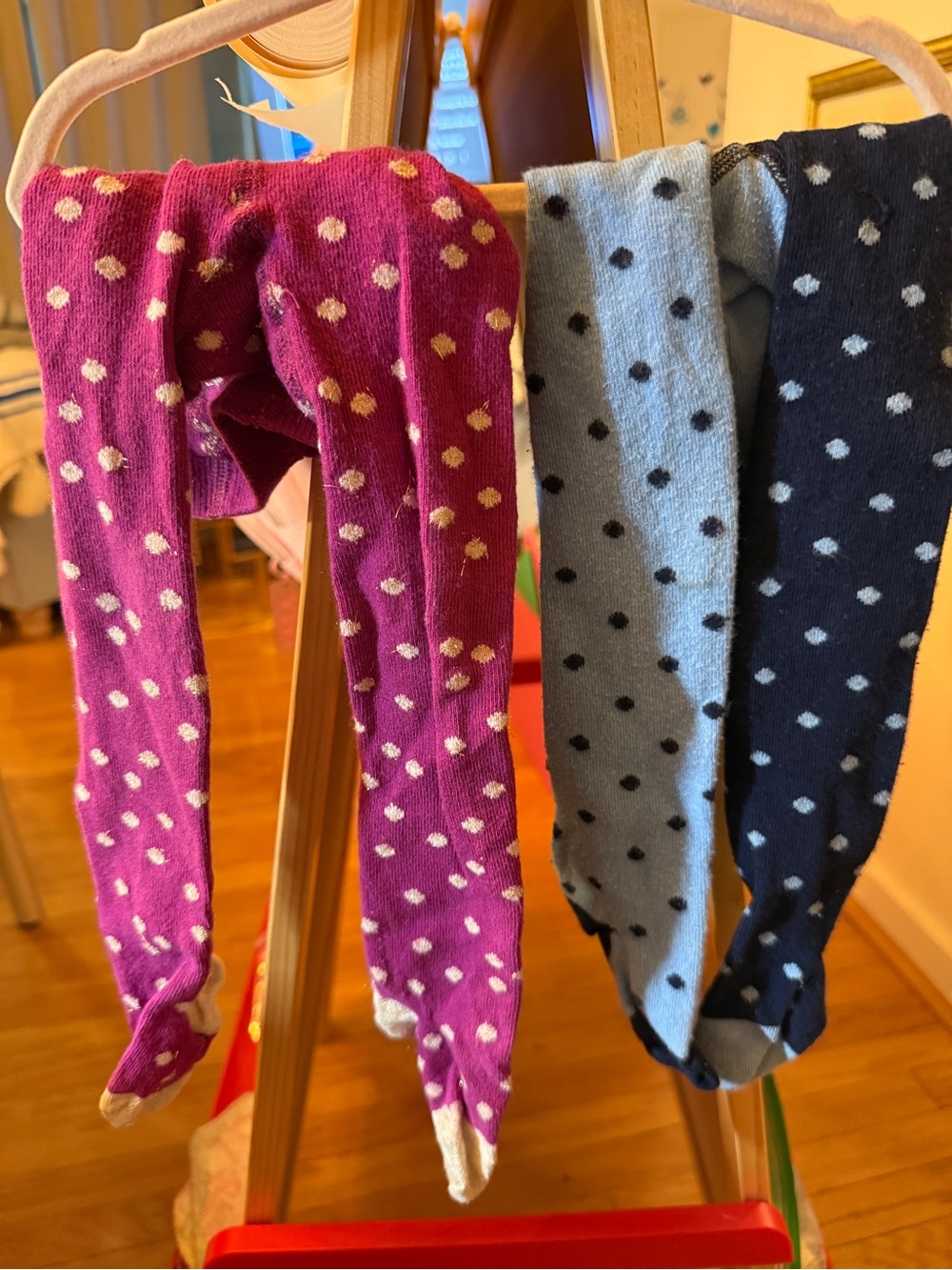 Hanna Andersson Footed Tights Bundle 2 Pairs Size 80/90 Polka Dot Cotton
